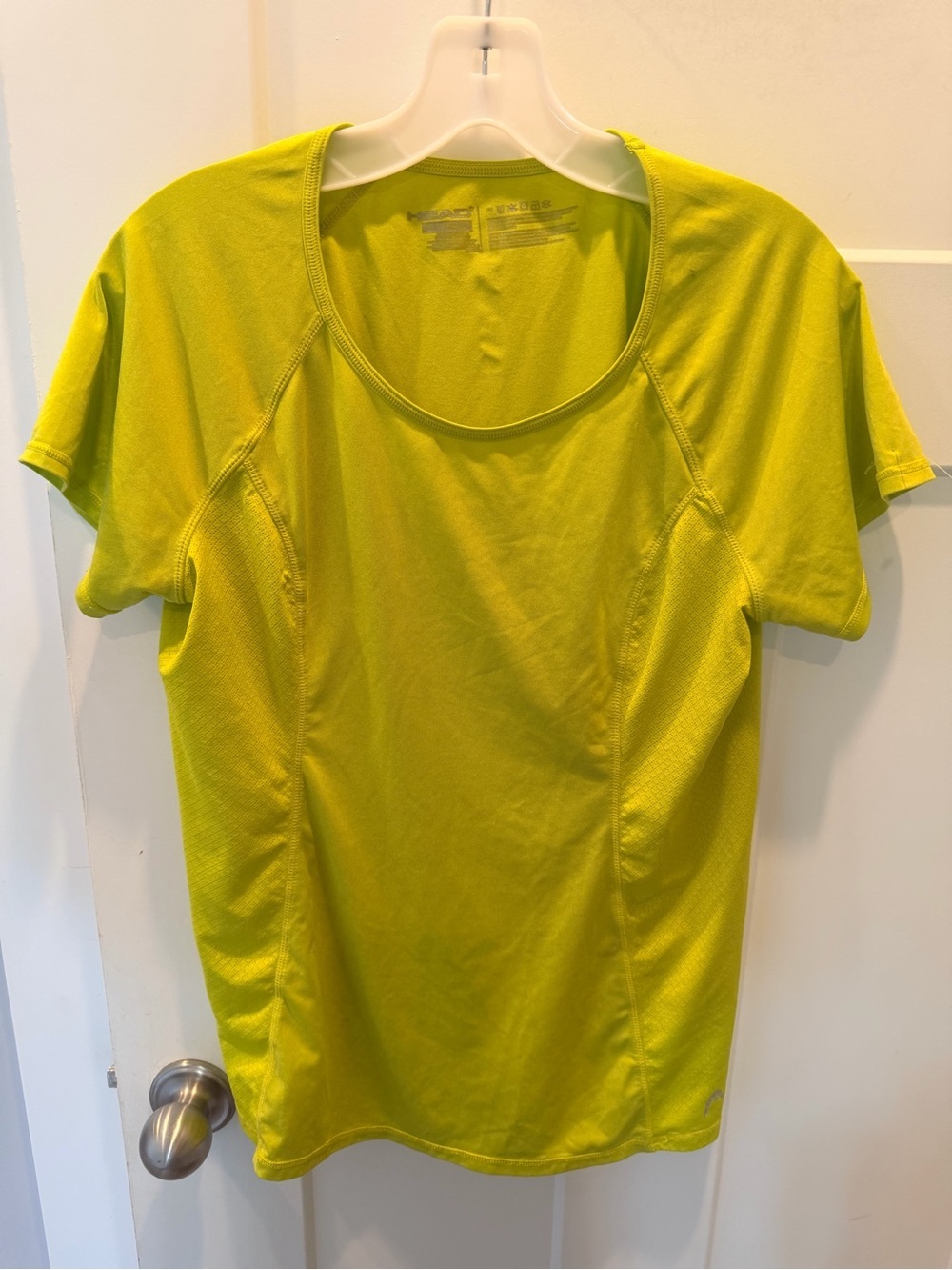 HEAD Medium Neon Yellow Athletic Running Tennis Workout Performance Tee Top